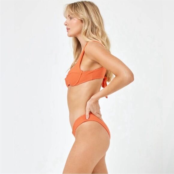 L*SPACE Eco Chic Repreve Sandy Bikini Nikita Tangerine Orange Large NWT $130 - Picture 5 of 6